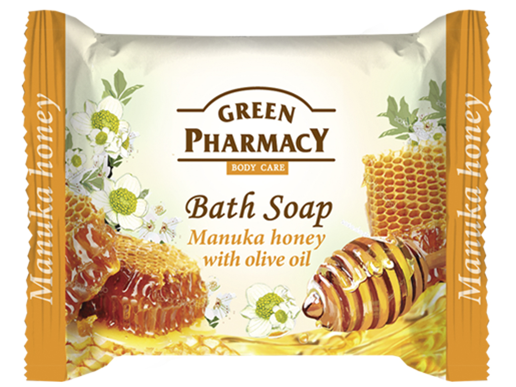 МИЛО ТВЕРДЕ ТУАЛЕТНЕ ЗЕЛЕНА АПТЕКА "МЕД МАНУКА З ОЛИВКОВОЮ ОЛІЄЮ" 100Г